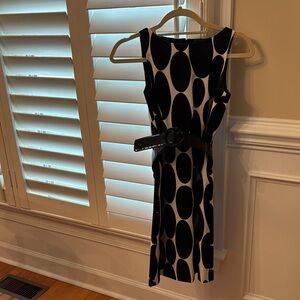 Ann Taylor Petite Black and White Polka Dot Dress - 00P